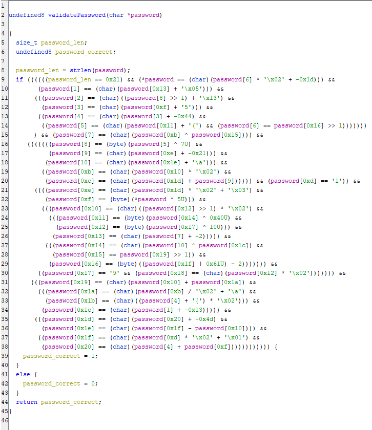 The validatePassword function